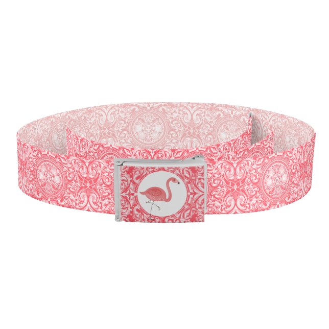 Cute Pink Flamingo With Pink Swirls Belt (Coil)