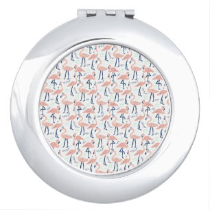 Cute pink flamingos compact mirror