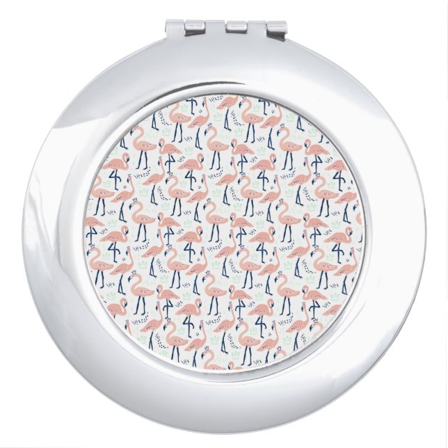Cute pink flamingos compact mirror (Front)