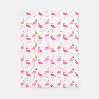 Cute Pink Flamingos Fleece Blanket