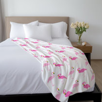 Cute Pink Flamingos Fleece Blanket