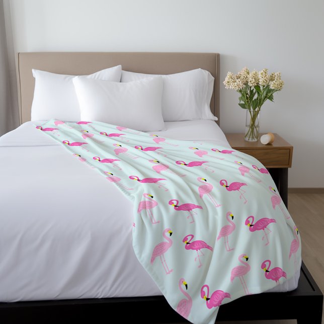 Cute Pink Flamingos Fleece Blanket (Creator Uploaded)