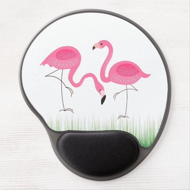 Cute Pink Flamingos Illustration Gel Mouse Pad (Front)
