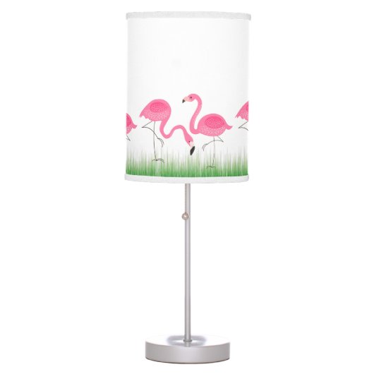 Cute Pink Flamingos Illustration Table Lamp (Front)