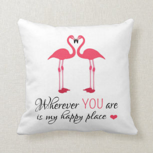 Cute Pink Flamingos in Love Throw Pillow