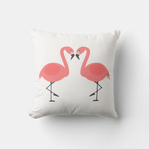 Cute Pink Flamingos Love Tropical Wedding Beach Throw Pillow