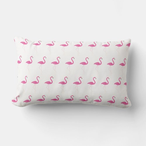 Cute Pink Flamingos on White _ Outdoor Lumbar Pillow