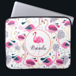 Cute Pink Flamingos Pattern Monogram Laptop Sleeve<br><div class="desc">Monogramed cute pink flamingos seamless pattern,  featuring single flamingo and monogram.</div>
