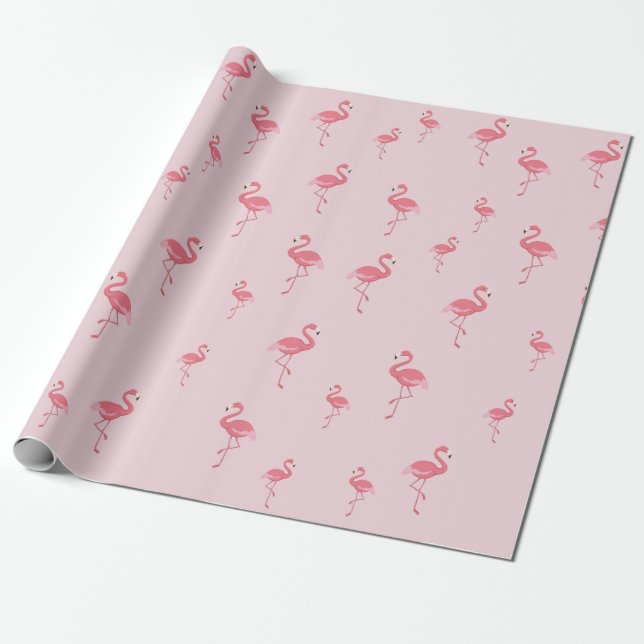 cute pink flamingos pattern wrapping paper (Unrolled)