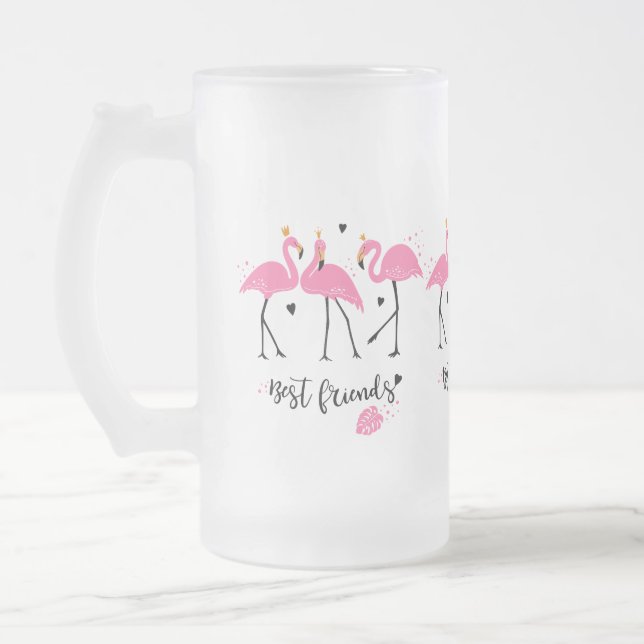 Cute pink flamingos Premium Vector Frosted Glass Beer Mug (Left)