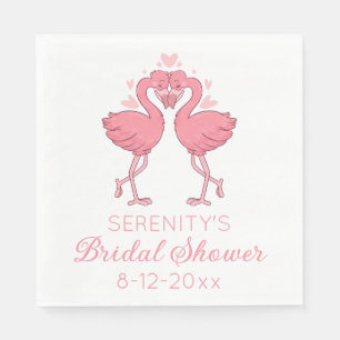 Cute Pink Flamingos Tropical Beach Bridal Shower Napkins