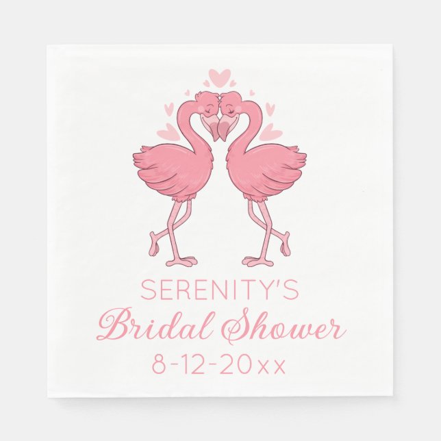 Cute Pink Flamingos Tropical Beach Bridal Shower Napkins (Front)
