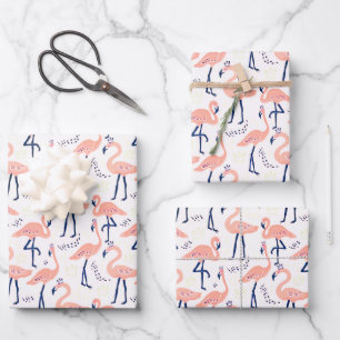 Cute pink flamingos wrapping paper sheets