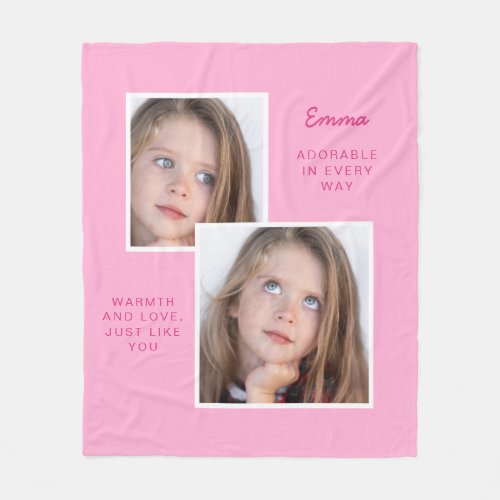 Cute Pink Fleece Blanket With Photos