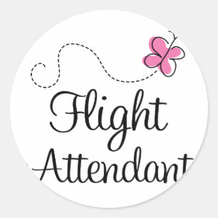 Cute Pink Flight Attendant Classic Round Sticker