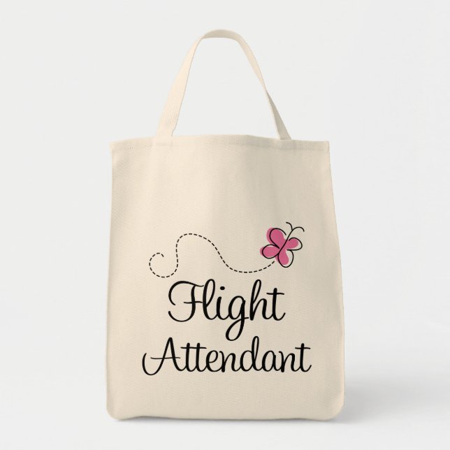 Cute Pink Flight Attendant Tote Bag (Front)