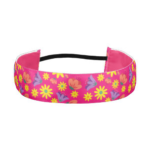 Cute Pink Floral  Athletic Headband