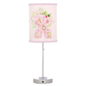 Cute Pink Floral Baby Alphabet Block Table Lamp (Back)
