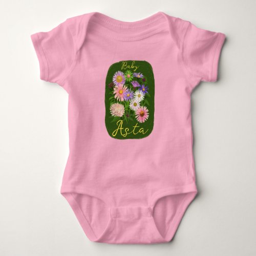 Cute Pink floral Baby bodysuit one_piece asters 