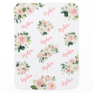 Cute Pink Floral Baby Girl Name Baby Blanket Cute Pink Floral Baby Girl Name Baby Blanket