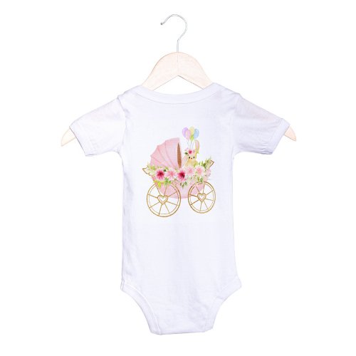 Cute Pink Floral Baby Stroller Baby Bodysuit