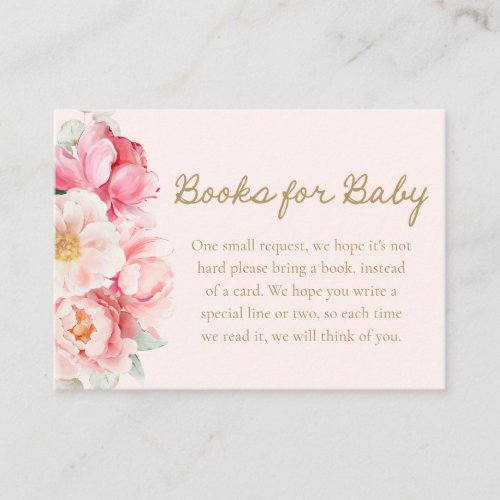 Cute Pink Floral Books for Baby Enclosure Card