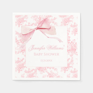 Cute Pink Floral Bow Coquette Baby Girl Shower Napkins