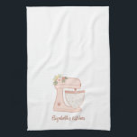 Cute Pink Floral Cake Mixer Bakery Chef  Kitchen Towel<br><div class="desc">A cute pink cake mixer with flowers decorates this kitchen towel. Personalize it with your name. Designed for you by blackberry Boulevard.</div>