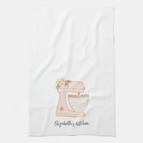 Cute Pink Floral Cake Mixer Bakery Chef  Kitchen Towel