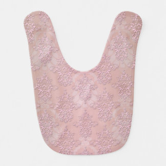 Cute Pink Floral Damask Pattern Baby Bib