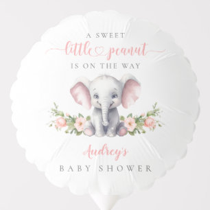 Cute Pink Floral Elephant Baby Girl Shower Balloon