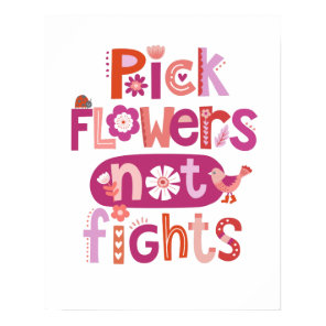 Cute Pink Floral Hand lettered Typography Quote Poster