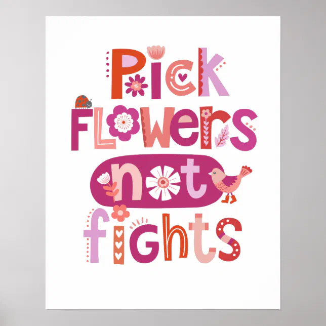 Cute Pink Floral Hand lettered Typography Quote Poster | Zazzle