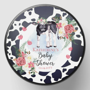 Cute Pink Floral Holy Cow Girl Baby Shower Mini Candle Favors