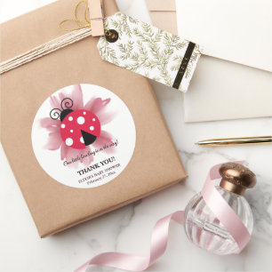 Cute Pink Floral Our Little Love Bug Baby Shower Classic Round Sticker