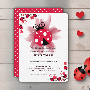 Cute Pink Floral Our Little Love Bug Baby Shower Invitation