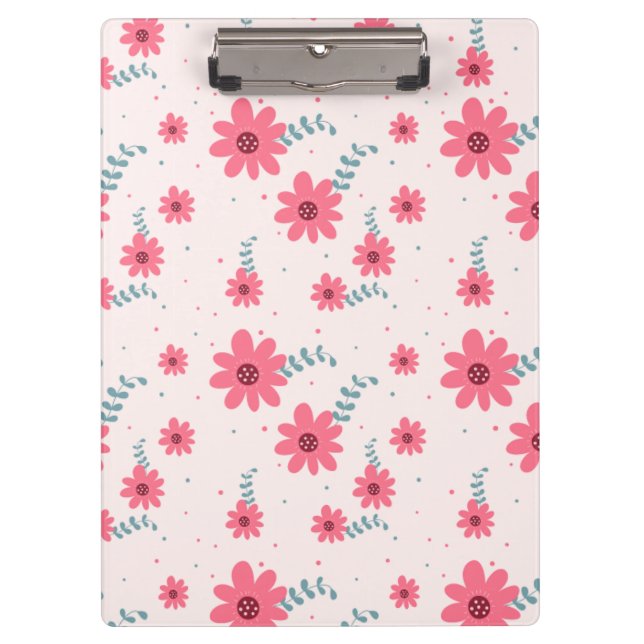 Cute Pink Floral Pattern | Daisy Flower Aesthetic  Clipboard (Front)