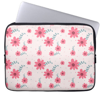 Cute Pink Floral Pattern | Daisy Flower Aesthetic  Laptop Sleeve