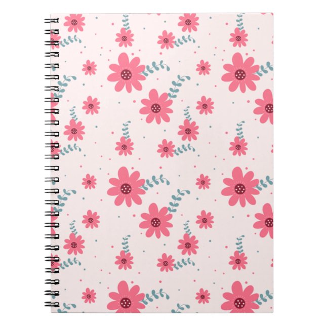 Cute Pink Floral Pattern | Daisy Flower Aesthetic  Notebook (Front)