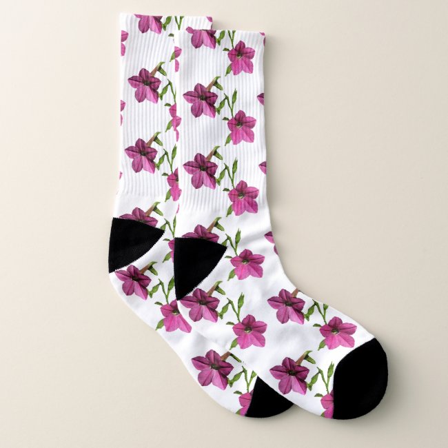 Cute Pink Floral Pattern Socks