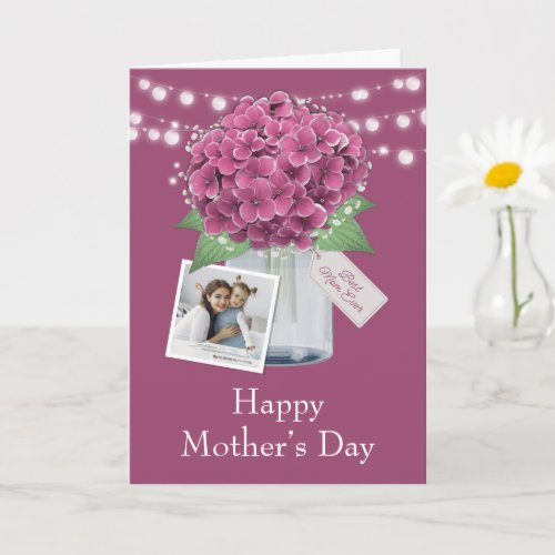 Cute Pink Floral Photo Happy Mother's Day Card