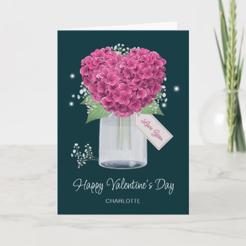 Cute Pink Floral Photo Happy Valentines Day Holiday Card