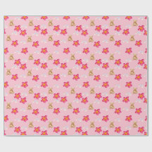 Cute Pink Floral Star Pattern Wrapping Paper | Ae