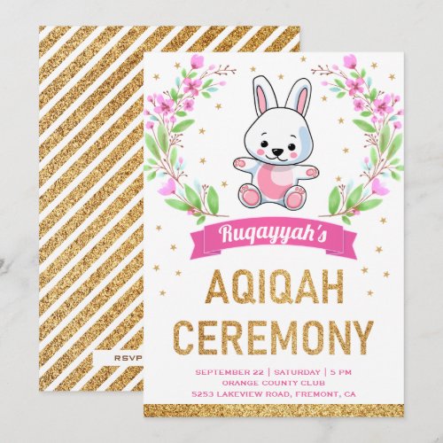 Cute Pink Floral Sweet Bunny Rabbit Aqiqah
