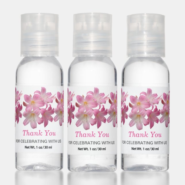 Cute pink floral Thank You favor Hand Sanitizer (Set)