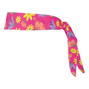 Cute Pink Floral Tie Headband