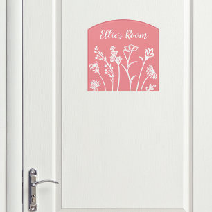 Cute Pink Floral Young Girls Bedroom Sign