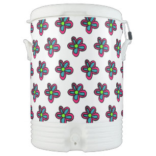 Cute Pink Flower Beverage Cooler