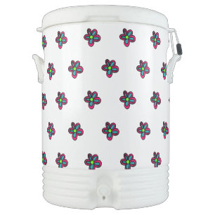 Cute Pink Flower Beverage Cooler