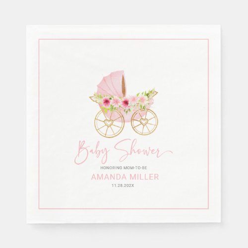 Cute pink flower_decorated baby stroller napkins